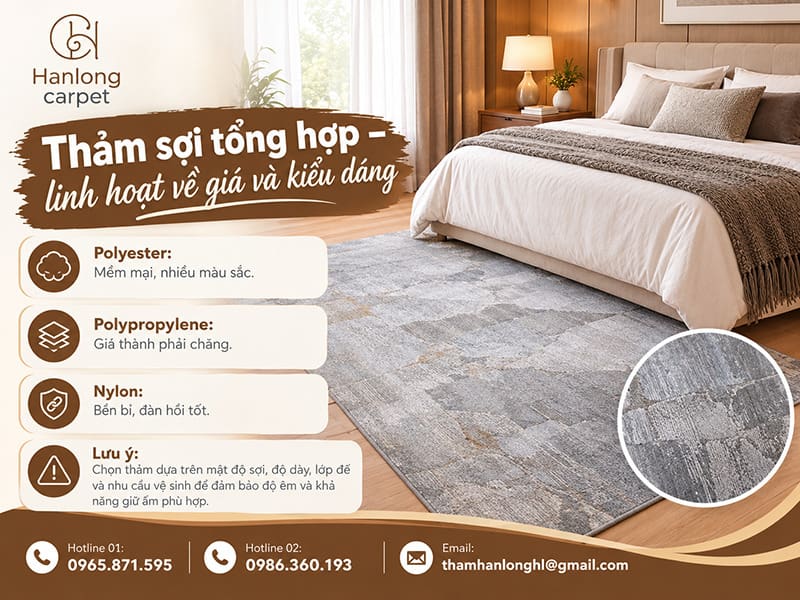 Thảm sợi tổng hợp – linh hoạt về giá và kiểu dáng